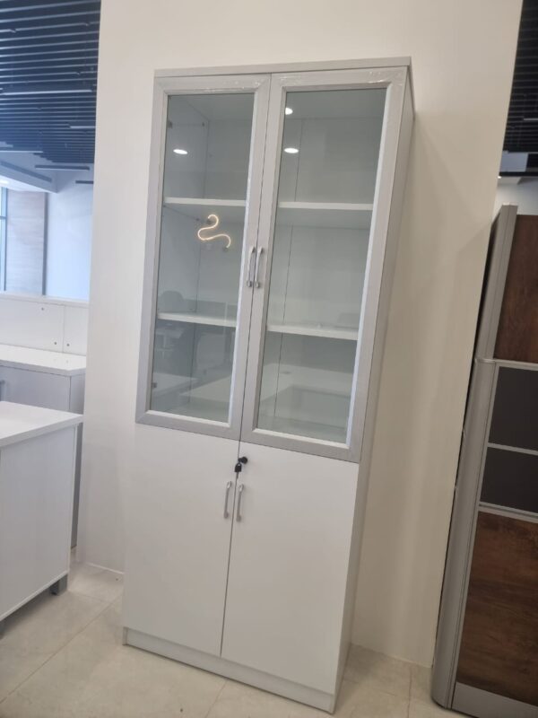Long white 2-drawer wardrobe