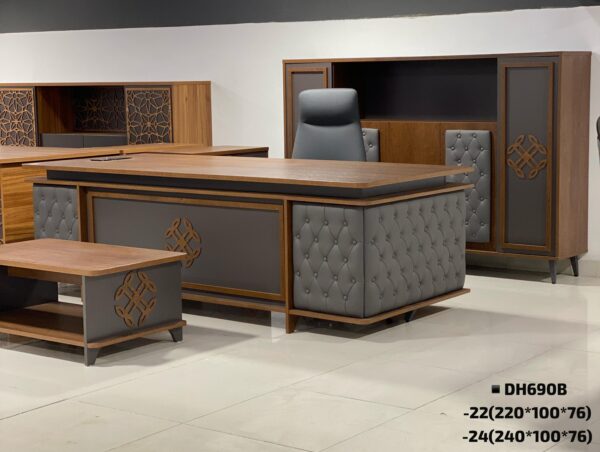 Luxury Executive Office Set - Grey Leather
